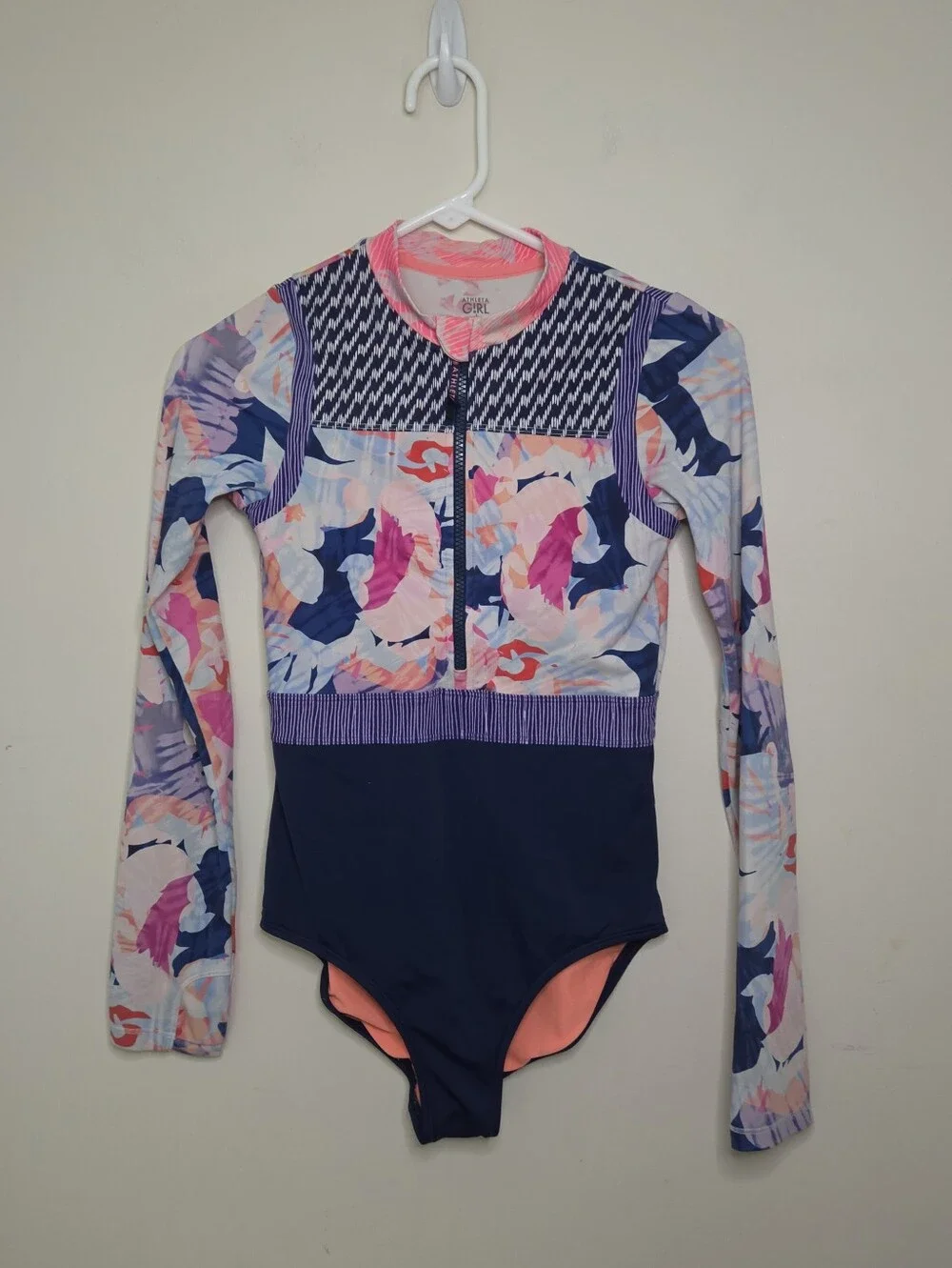 Athleta Girl Long Sleeve One Piece Swimsuit Sz XL /14